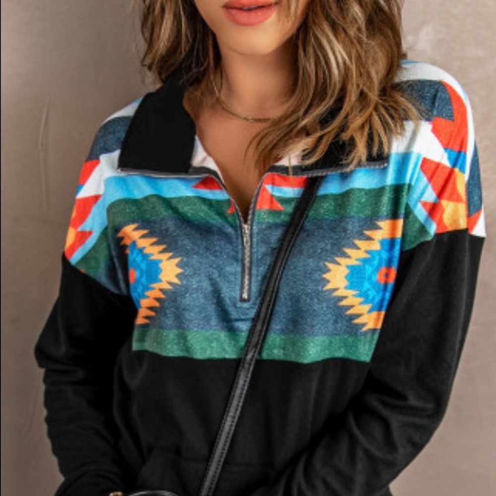 🔥😍Aztec Print Black Pullover Sweatshirt 😍🔥